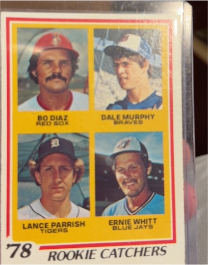 1978 Topps #708 Rookie Catchers Dale Murphy, Lance Parrish, Bo Diaz, Ernie Whitt — front