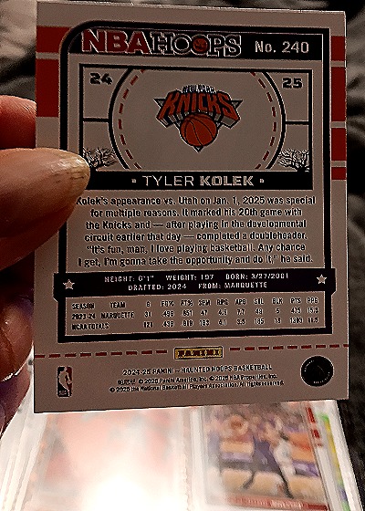 2024-25 Panini Haunted Hoops #240 Tyler Kolek — back