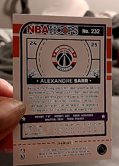 2024-25 Panini Haunted Hoops #232 Alexandre Sarr — back