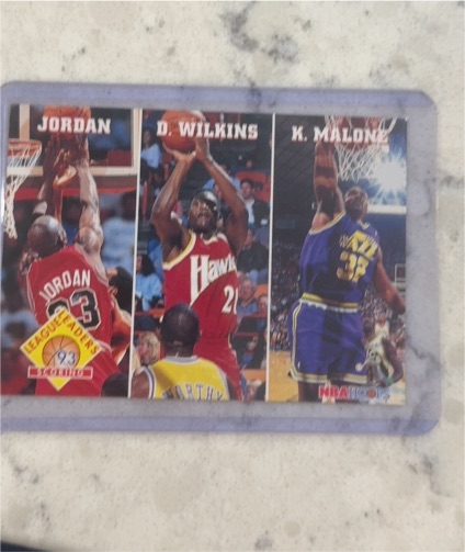 1993 SkyBox League Leaders Scoring #283 Michael Jordan Dominique Wilkins Karl Malone — front