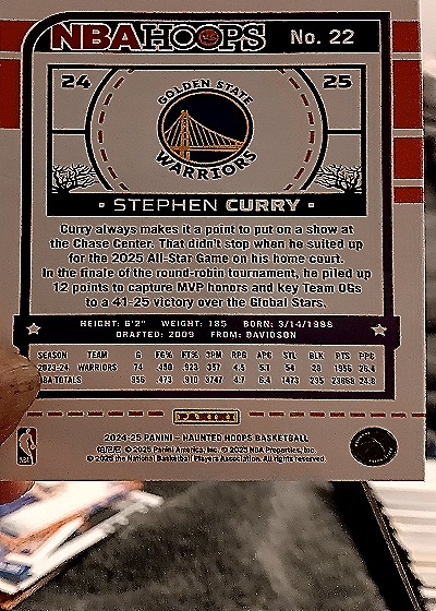 2024-25 Panini Haunted Hoops #22 Stephen Curry — back