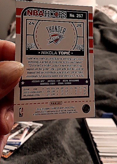 2024-25 Panini NBA Hoops #245 Nikola Topić — back