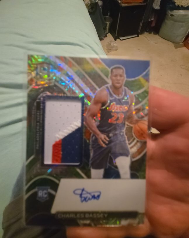 2021-22 Panini Spectra #214 Charles Bassey Rookie Jersey Patch Auto — front