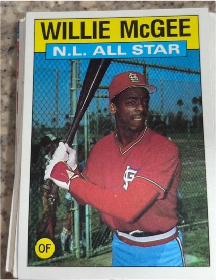 1986 Topps #707 Willie McGee N.L. All Star — front