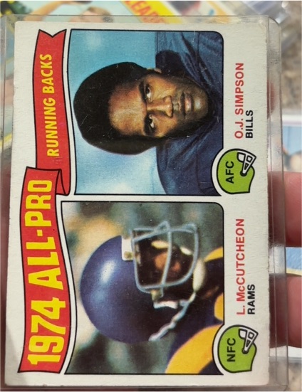 1975 Topps #209 1974 All-Pro Running Backs O.J. Simpson / Lawrence McCutcheon — front
