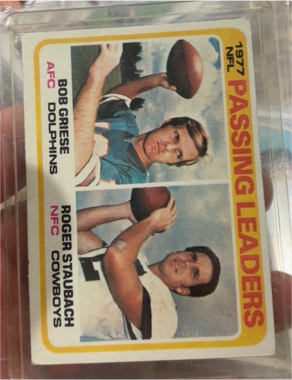 1978 Topps #331 1977 Passing Leaders Bob Griese / Roger Staubach — front