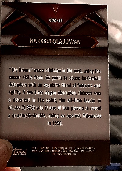 2003 Topps Ball Of Duty #BOD-21 Hakeem Olajuwon — back