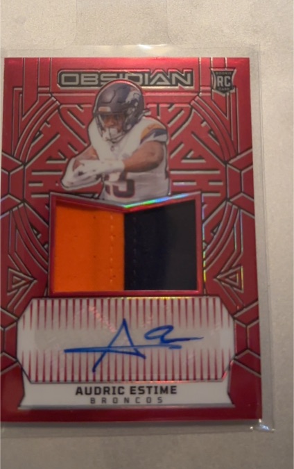 2024 Panini Obsidian #65 Audric Estime Rookie Patch Auto — front