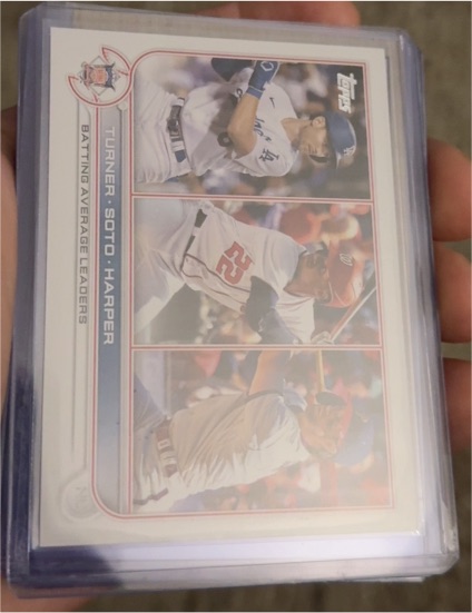 2022 Topps Series 1 #59 NL Batting Average Leaders Trea Turner / Juan Soto / Bryce Harper — front