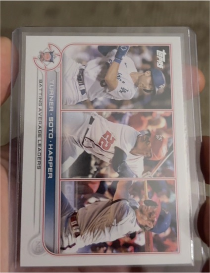 2022 Topps #59 Batting Average Leaders (Trea Turner / Juan Soto / Bryce Harper) — front