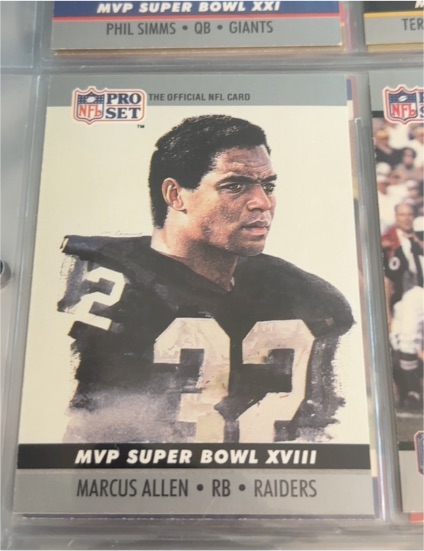 1990 Pro Set #18 Marcus Allen MVP Super Bowl XVIII — front