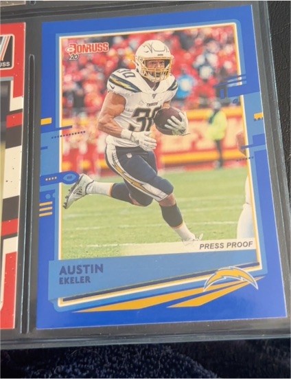 2020 Donruss Press Proof Blue Austin Ekeler — front