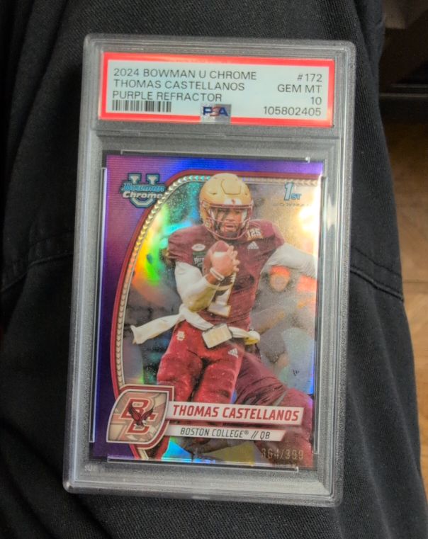 2024 Bowman University Chrome #172 Thomas Castellanos Purple Refractor — front