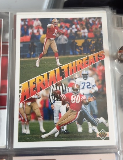 1991 Upper Deck #35 Joe Montana / Jerry Rice Aerial Threats — front