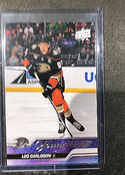 2023-24 Upper Deck Series 2 #468 Leo Carlsson Young Guns Rookie Anaheim Ducks — front