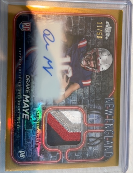 2024 Topps Chrome #RPA Drake Maye Rookie Patch Auto — front