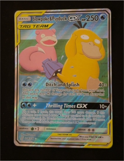 2019 Pokémon TCG Unified Minds #218 Slowpoke & Psyduck GX — front