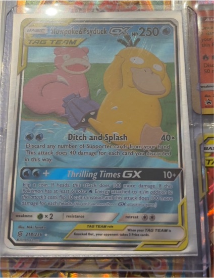 2019 Pokémon Sun & Moon Unified Minds #218 Slowpoke & Psyduck GX — front