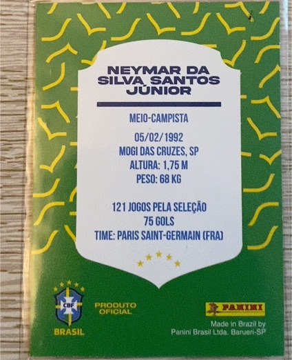 2022 Panini Neymar da Silva Santos Junior Brazil National Team Card — front