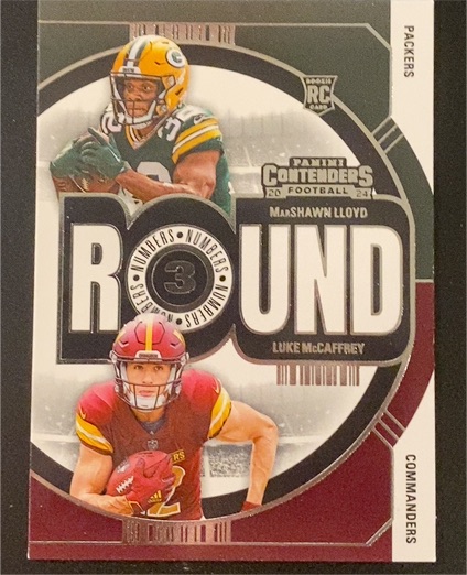 2024 Panini Contenders Round Numbers #14 MarShawn Lloyd / Luke McCaffrey — front