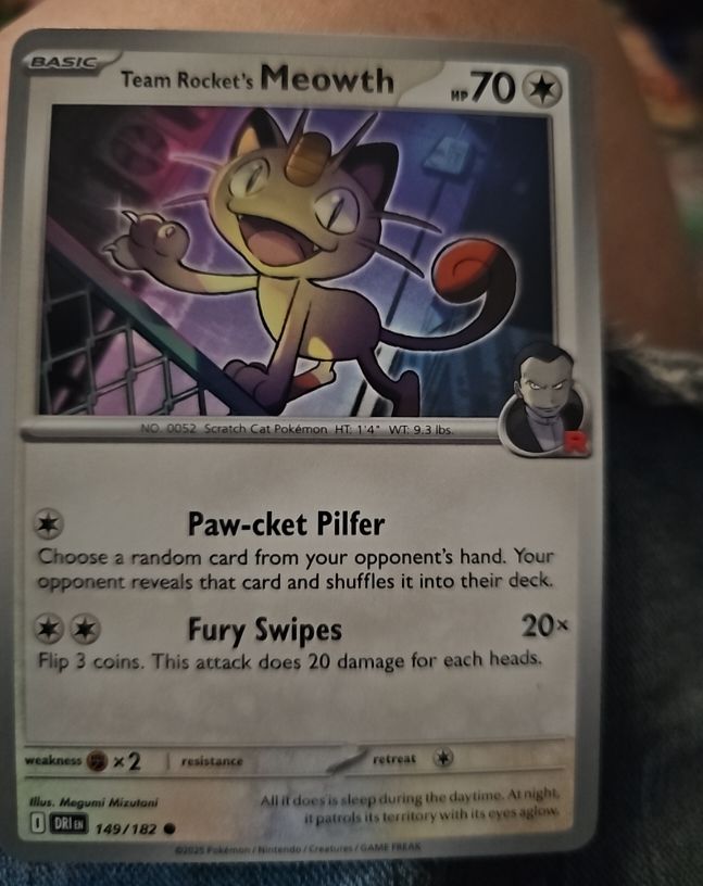 2025 Pokémon Scarlet & Violet Destined Rivals #149 Team Rocket's Meowth — front