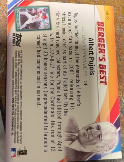 2001 Topps Berger's Best #BB-50 Albert Pujols — front