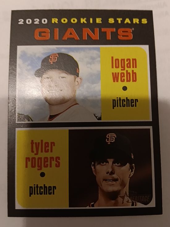 2020 Topps Heritage #276 Logan Webb/Tyler Rogers Rookie Stars — front