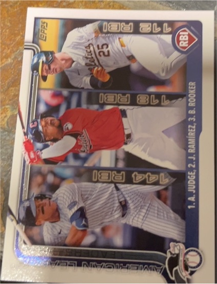 2025 Topps #29 American League Leaders RBI Aaron Judge / Jose Ramirez / Brent Rooker — front