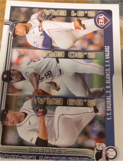2025 Topps #5 American League Leaders ERA Tarik Skubal / Ronel Blanco / Framber Valdez — front