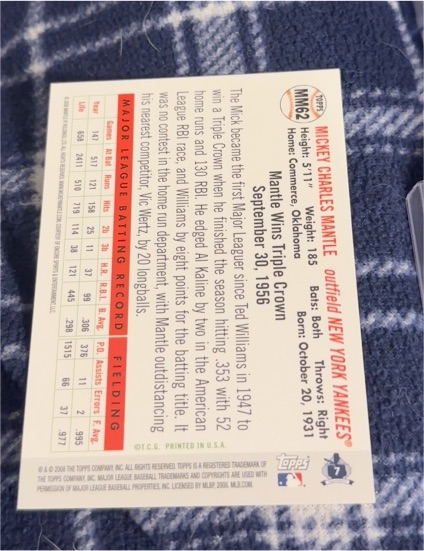1986 Topps #7 Mickey Mantle — front