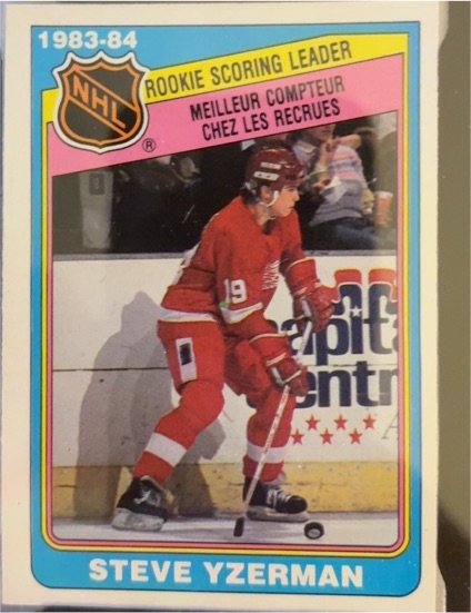 1984-85 O-Pee-Chee #385 Steve Yzerman Rookie Scoring Leader — front