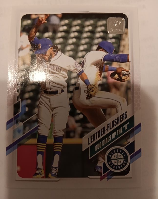 2021 Topps Update #US144 Taylor Trammell / J.P. Crawford Seattle Mariners Leather Flashers — front