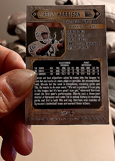 1997 Topps Gallery #65 Marvin Harrison — back