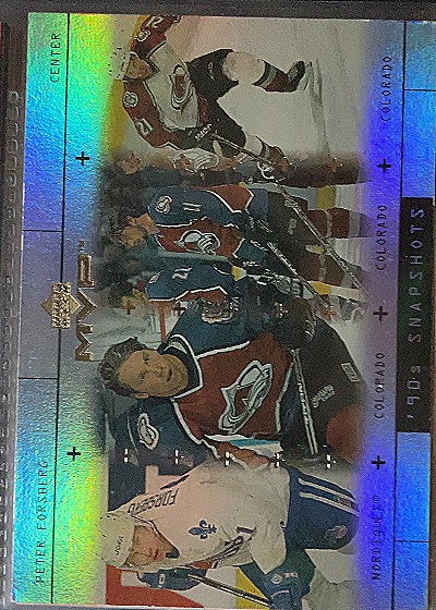 1999/00 Upper Deck MVP #S6 Peter Forsberg 90's Snapshots — front
