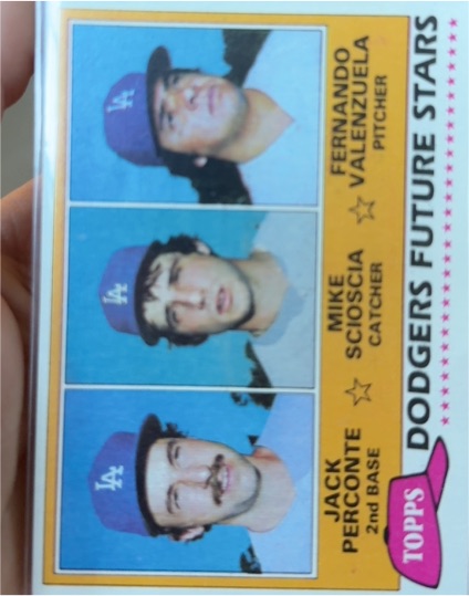 1981 Topps #302 Dodgers Future Stars Fernando Valenzuela/Mike Scioscia/Jack Perconte — front