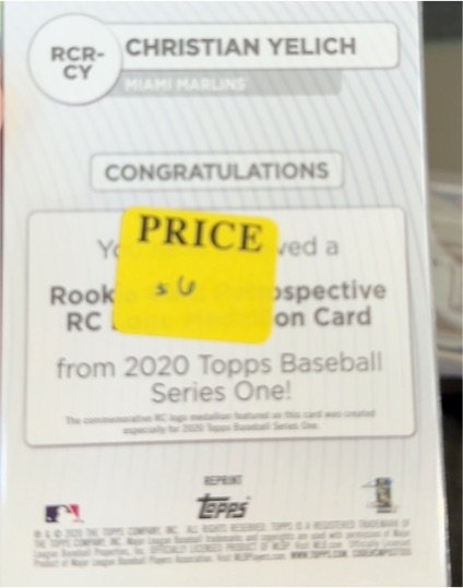2020 Topps Baseball Series One Christian Yelich Rookie Card — front