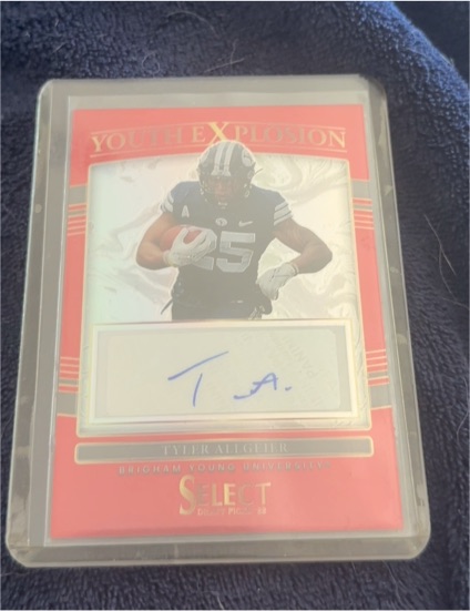 2022 Panini Select Draft Picks #YE-TAL Tyler Allgeier Youth Explosion Auto Red — front