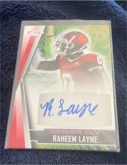 2022 SAGE HIT Autographs Red #A-RL Raheem Layne — front