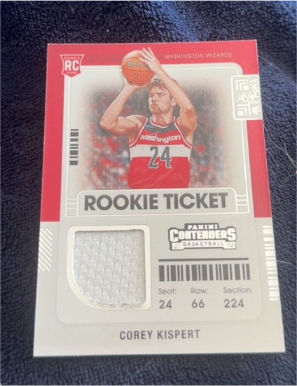 2021-22 Panini Contenders #RTS-CKI Corey Kispert Rookie Ticket Swatches — front