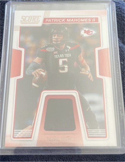 2019 Panini Score #CJ-4 Patrick Mahomes II Collegiate Jerseys Player Worn — front