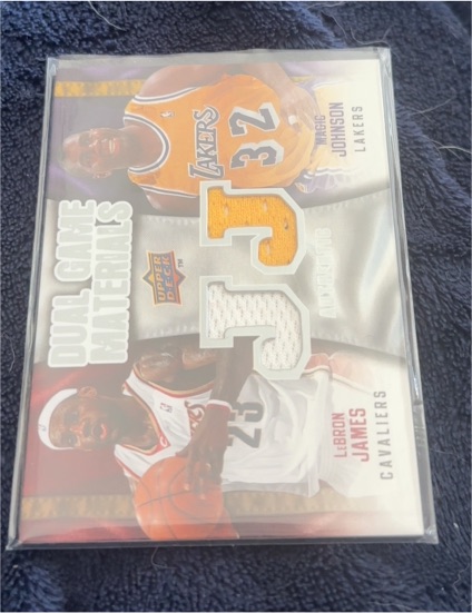 2009-10 Upper Deck Dual Game Materials #DG-JL LeBron James/Julius Erving — front