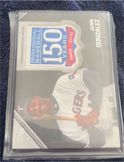 2019 Topps Baseball Update Series 150th Anniversary Commemorative Patch #AMP-JG Juan Gonzalez — front
