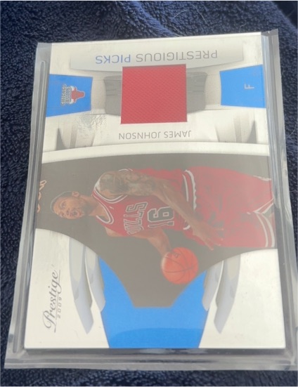 2009 Panini Prestige Prestigious Picks Blue Materials James Johnson — front