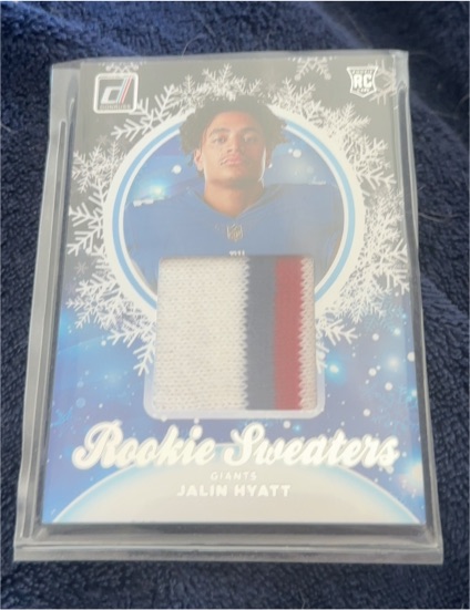 2023 Panini Donruss Rookie Holiday Sweaters Patch #HS-JHY Jalin Hyatt — front