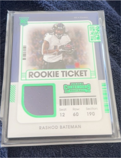 2021 Panini Contenders Rookie Ticket Patch Green Rashod Bateman — front