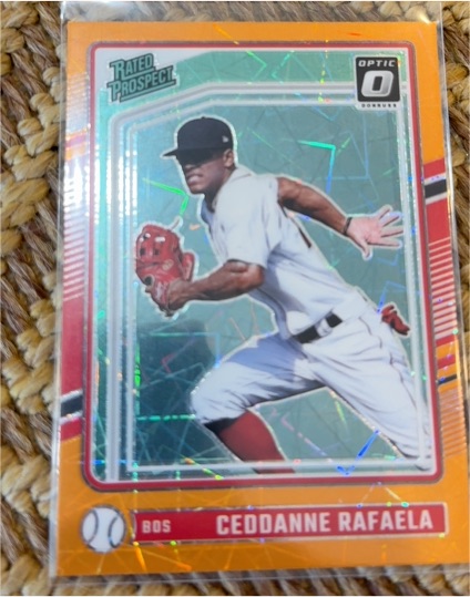 2024 Donruss Optic Rated Prospect Orange Velocity #128 Ceddanne Rafaela — front