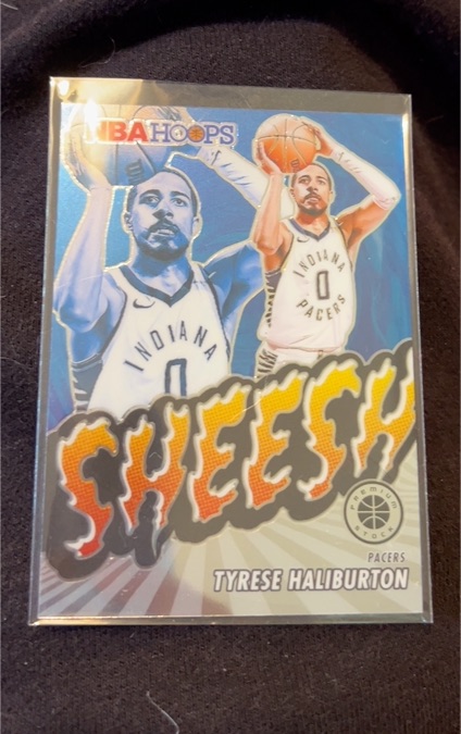 2023-24 Panini NBA Hoops Premium Stock #9 Tyrese Haliburton Sheesh — front