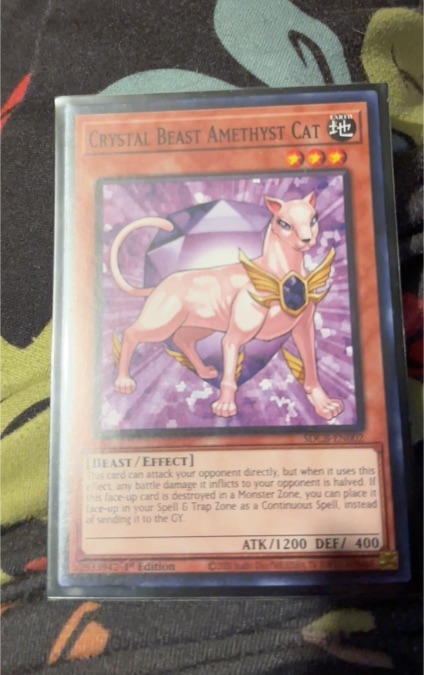 Yu-Gi-Oh! 2007 Force of the Breaker #FOTB-EN002 Crystal Beast Amethyst Cat — front