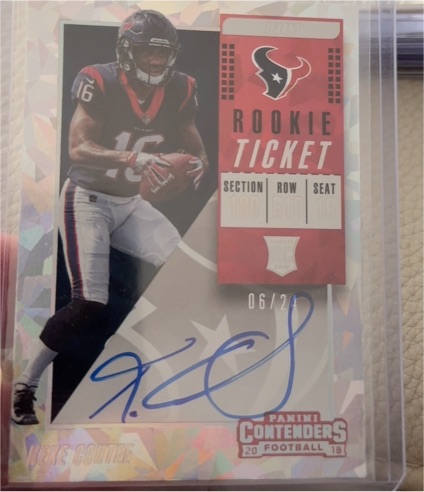 2018 Panini Contenders Optic #128 Keke Coutee Rookie Ticket — front