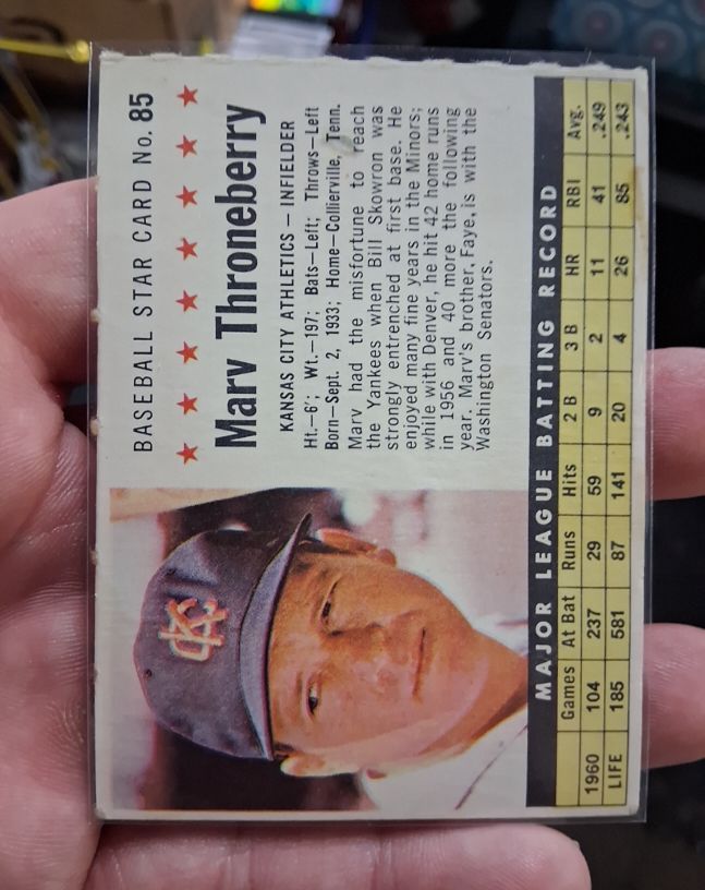 1961 Post Cereal #85 Marv Throneberry — front